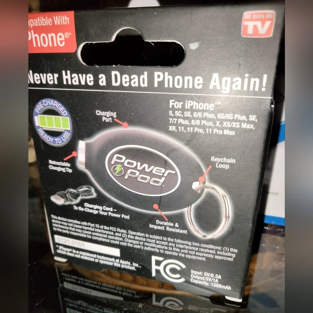 Power Pod (As Seen on TV) iPhone New Deluxe Phone Charger Keychain (NEW-NIB)